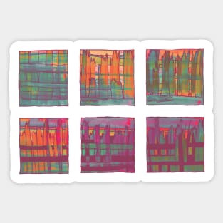 Liminal Space in Orange, Pink, Teal and Purple through 6 windows Sticker